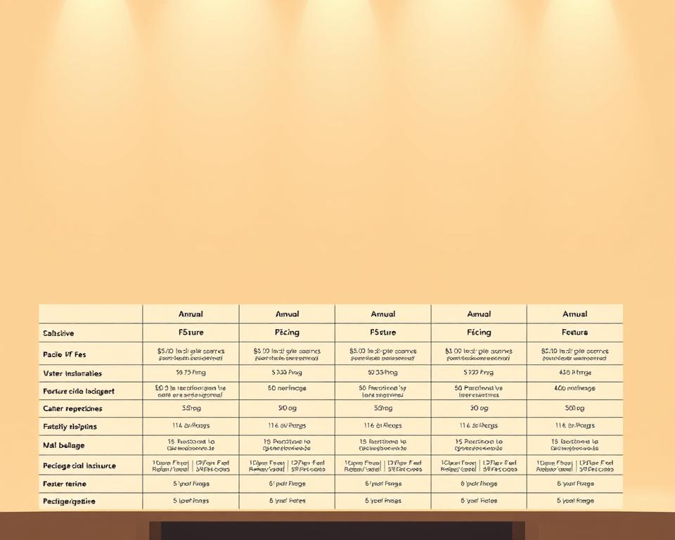 A sophisticated, minimalist illustration depicting the subscription plans and pricing tiers of a modern IPTV service in France. The foreground shows a clean, organized table with meticulously detailed columns outlining various package options, monthly/annual fees, and feature highlights. The middle ground features subtle, elegant icons and infographic elements to visually communicate the key service attributes. The background maintains a muted, neutral color palette to keep the focus on the tabular data. Warm, soft lighting casts a professional, authoritative tone, captured with a high-quality, wide-angle camera lens to provide ample context and breathing room around the central subject matter.