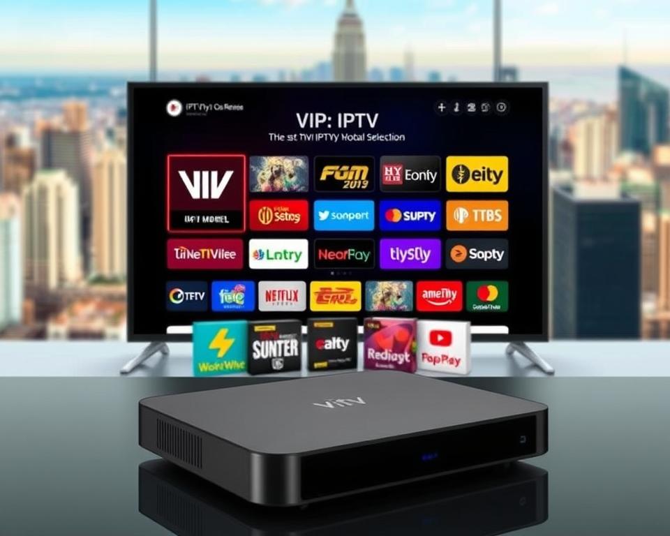 A visually striking and informative image showcasing the best VIP IPTV subscription. In the foreground, a sleek, modern IPTV streaming device with a minimalist design. On the screen, a vibrant display highlighting the key features of the VIP IPTV service, such as HD video quality, a vast channel selection, and user-friendly interface. In the middle ground, a collection of various IPTV packages, each with a distinct color scheme and branding, emphasizing the wide range of options available. In the background, a softly blurred cityscape, hinting at the global reach and accessibility of the VIP IPTV service. The overall composition conveys a sense of technological sophistication, convenience, and the seamless integration of IPTV into modern life. A visually striking and informative image showcasing the best VIP IPTV subscription. In the foreground, a sleek, modern IPTV streaming device with a minimalist design. On the screen, a vibrant display highlighting the key features of the VIP IPTV service, such as HD video quality, a vast channel selection, and user-friendly interface. In the middle ground, a collection of various IPTV packages, each with a distinct color scheme and branding, emphasizing the wide range of options available. In the background, a softly blurred cityscape, hinting at the global reach and accessibility of the VIP IPTV service. The overall composition conveys a sense of technological sophistication, convenience, and the seamless integration of IPTV into modern life.